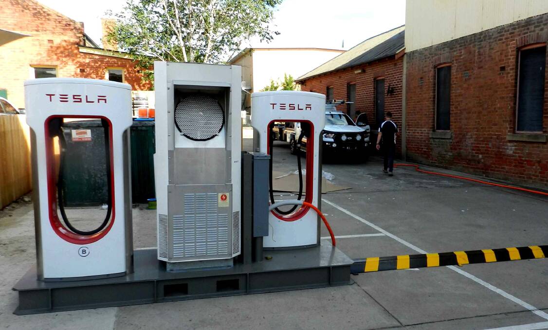 CHARGING AHEAD: A Tesla supercharging station has been installed for motorists in the Bathurst CBD. And other recharge stations are likely to follow. Photo: SUPPLIED