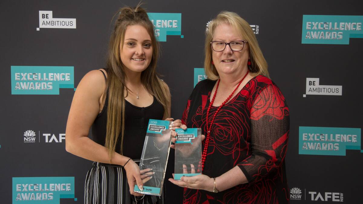 RECOGNISED: Local student and award winner Kirsten Fitzpatrick with TAFE NSW regional general manager Kate Baxter.