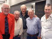 SPECIAL OCCASION: At Mark Ryan's 90th birthday party were Mark Ryan, John Press, Garry Carter, Greg and Steve Hutchison - stalwarts of the shearing industry.