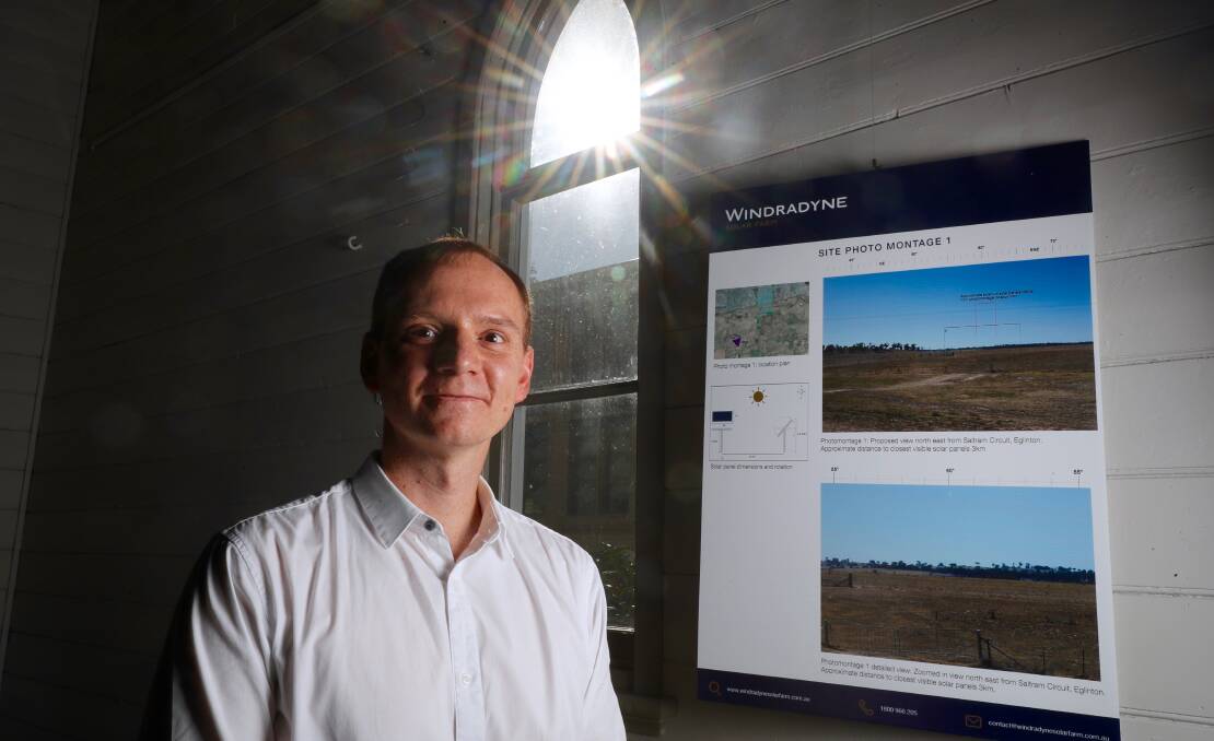 SHINING A LIGHT: Neoen head of development Garth Heron at the community drop-in session for the solar farm earlier this year. Photo: PHIL BLATCH 