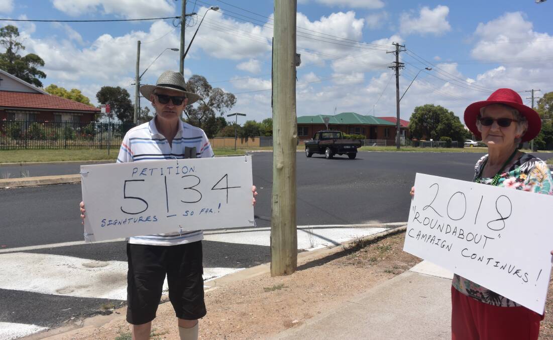 CAMPAIGNERS: Kent and Dianne McNab, pictured in January, have been fighting to have a roundabout installed at the Suttor, Mitre and Lambert streets intersection.
