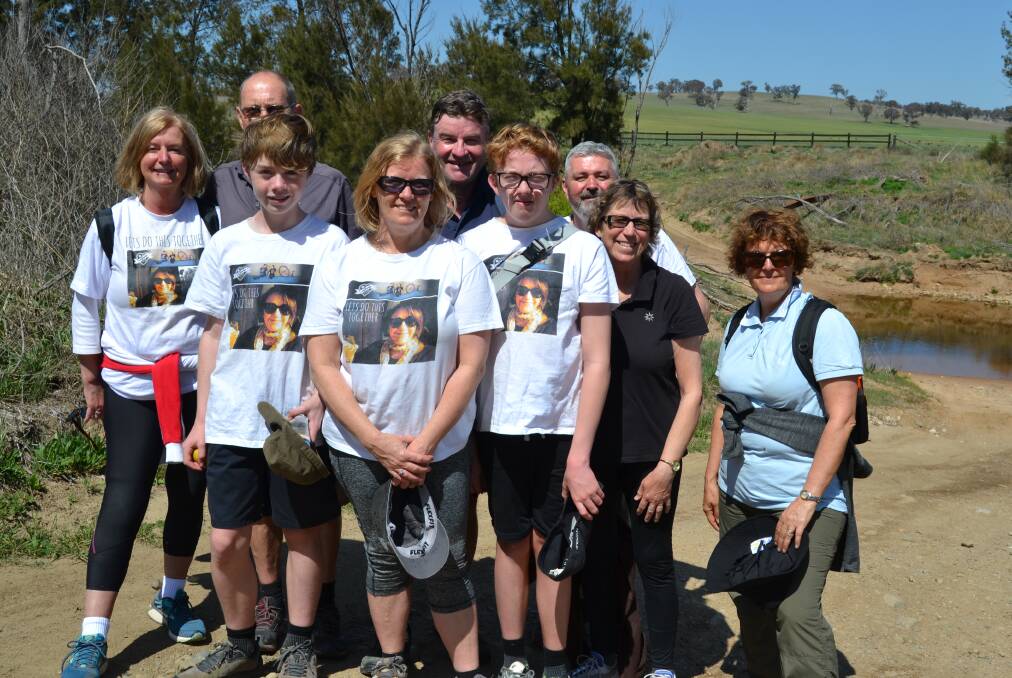 ON THE ROAD AGAIN: Sydney teacher Patrick O'Shea (back row, second from right) with his fellow Pub to Pub Tour walkers on Thursday between O'Connell and Bathurst.