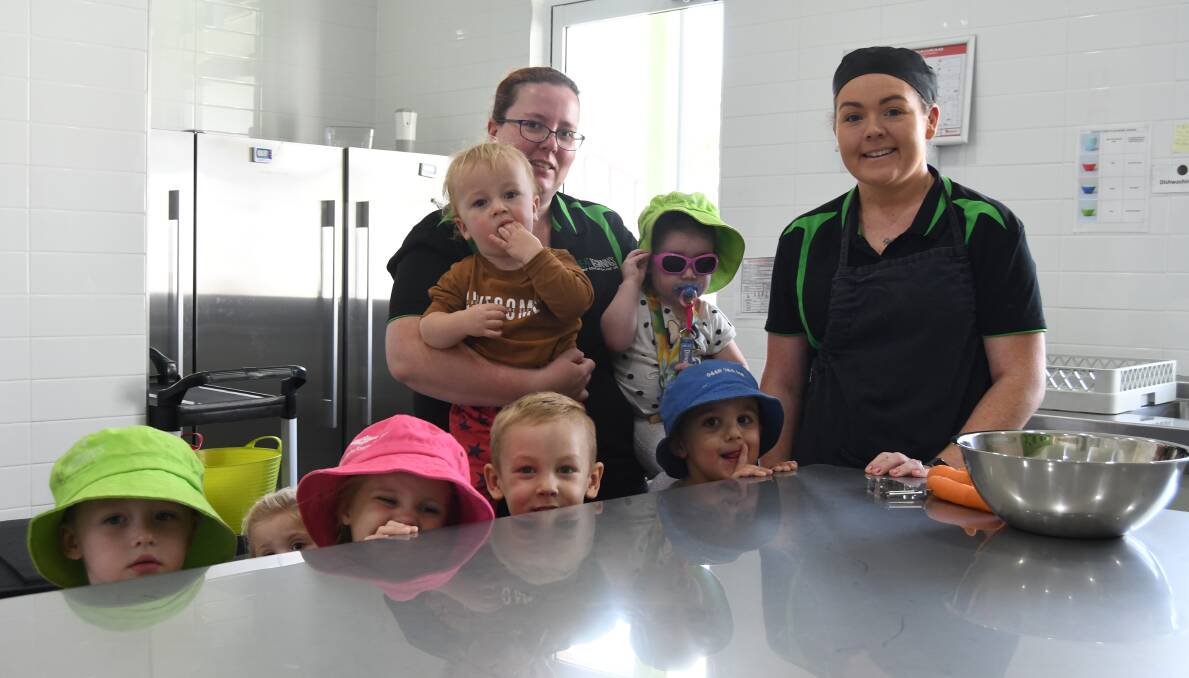 FRESH THINKING: Great Beginnings assistant centre manager Liz Cozens and chef Erica Hume with some of the centre's children.