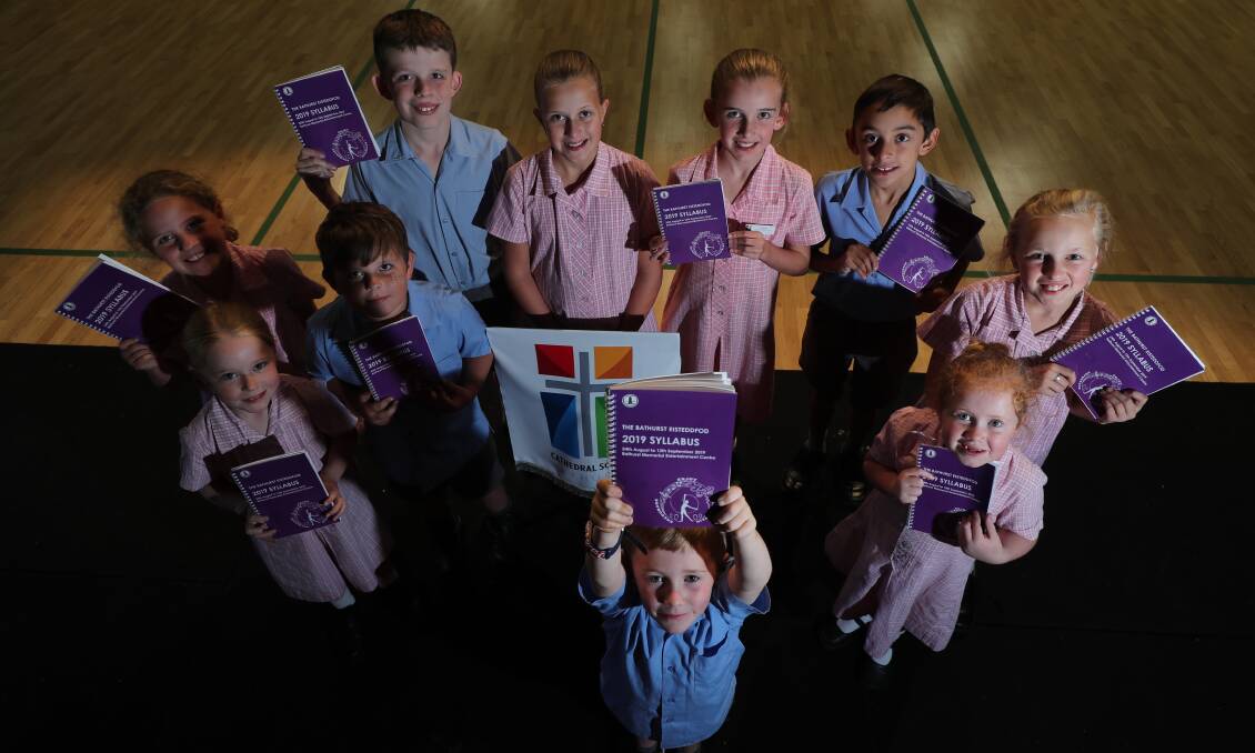 YOUNG TALENT: Cathedral School students who will be taking part in the Bathurst Eisteddfod with the recently released syllabus. Photo: PHIL BLATCH 