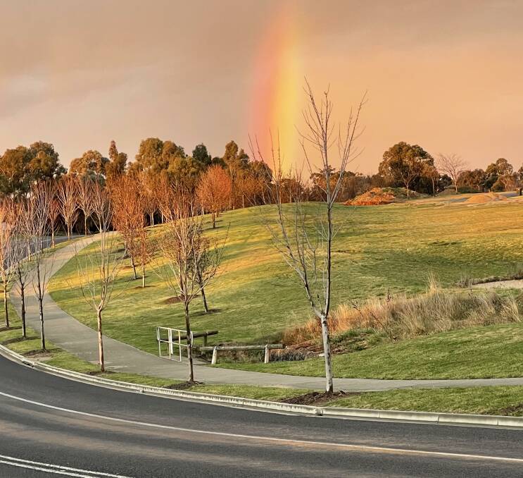 A rainbow captured by reader Mark Calder.