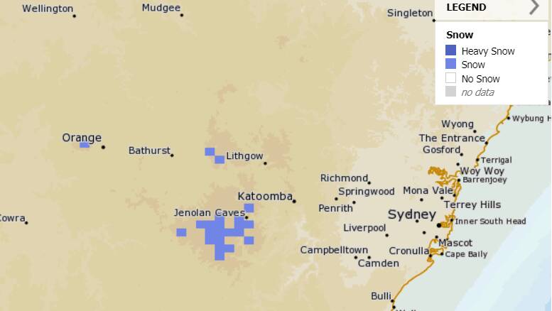 Snowflakes in Oberon, south of Bathurst, but it hasn’t settled