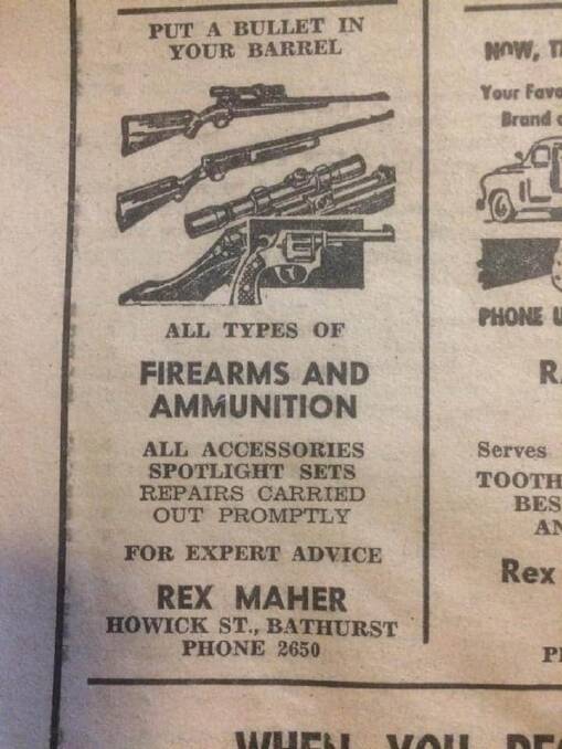 SIGN OF THE TIMES: Things have changed since Rex Maher's Barbers sold firearms in Howick Street, Bathurst in the 1980s.