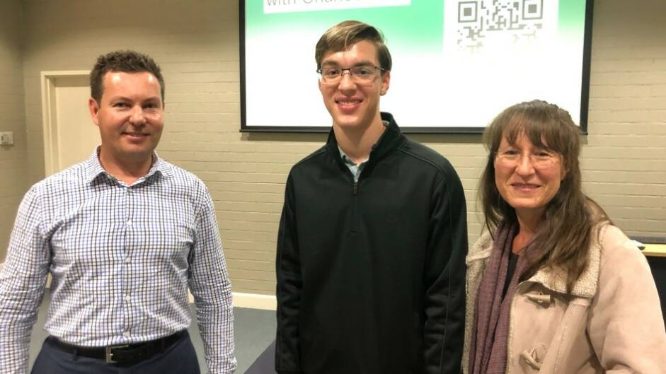 NEXT STEP: Professor Damien Limberger, prospective medical student TJ Henderson and his mother Cath Henderson in Bathurst last month.
