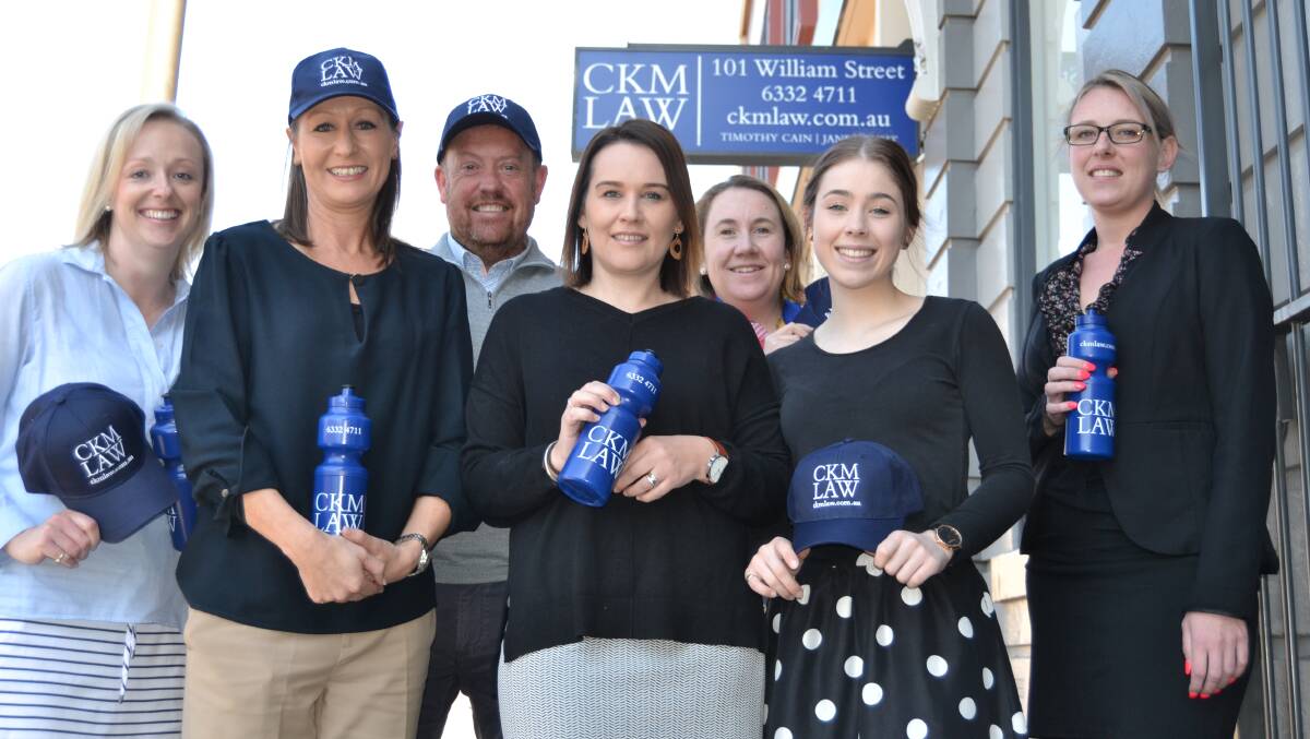 TAKING PART: Sarah Steele, Kate Lynch, Tim Cain, Sarah Higgins, Jane Kensit, Angela Lane and Shannon Stiff from CKM Law, which will have a big crowd in the Edgell Jog.