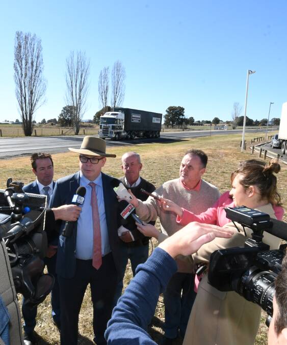 ON THE ROAD: Transport for NSW western regional director Alistair Lunn addresses the media during the release of the concept design for the highway upgrade in July. Photo: CHRIS SEABROOK 072319cupgrade2