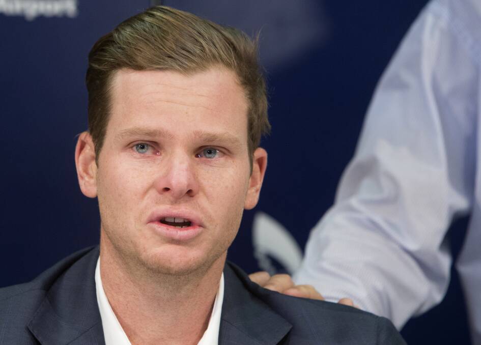 PAINFUL: Former Australian cricket captain Steve Smith at his press conference. Photo: AP PHOTO/STEVE CHRISTO