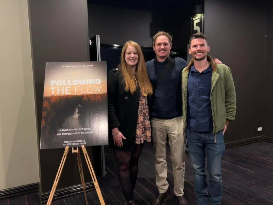Emily Clulow, Nicholas Allan and Jed Coppa at the premiere of Following the
Flow in Dubbo in June.
