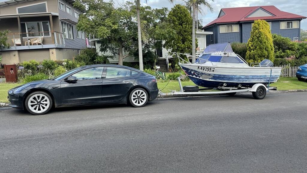 Mayor Jess Jennings says he has been using his Tesla to tow a boat on family holidays for the past two-and-a-half years.