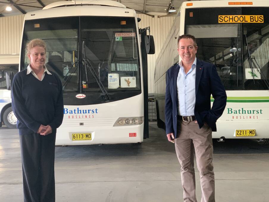 EXTRA SERVICES: Carolyn James from Bathurst Buslines and Member for Bathurst Paul Toole. 