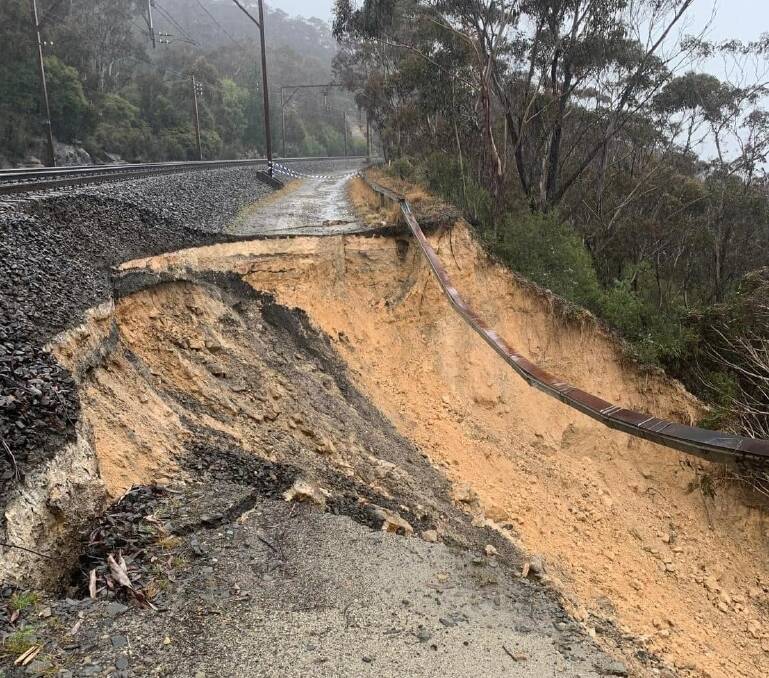 Damage by the Blue Mountains line between Blackheath and Mount Victoria in July last year.