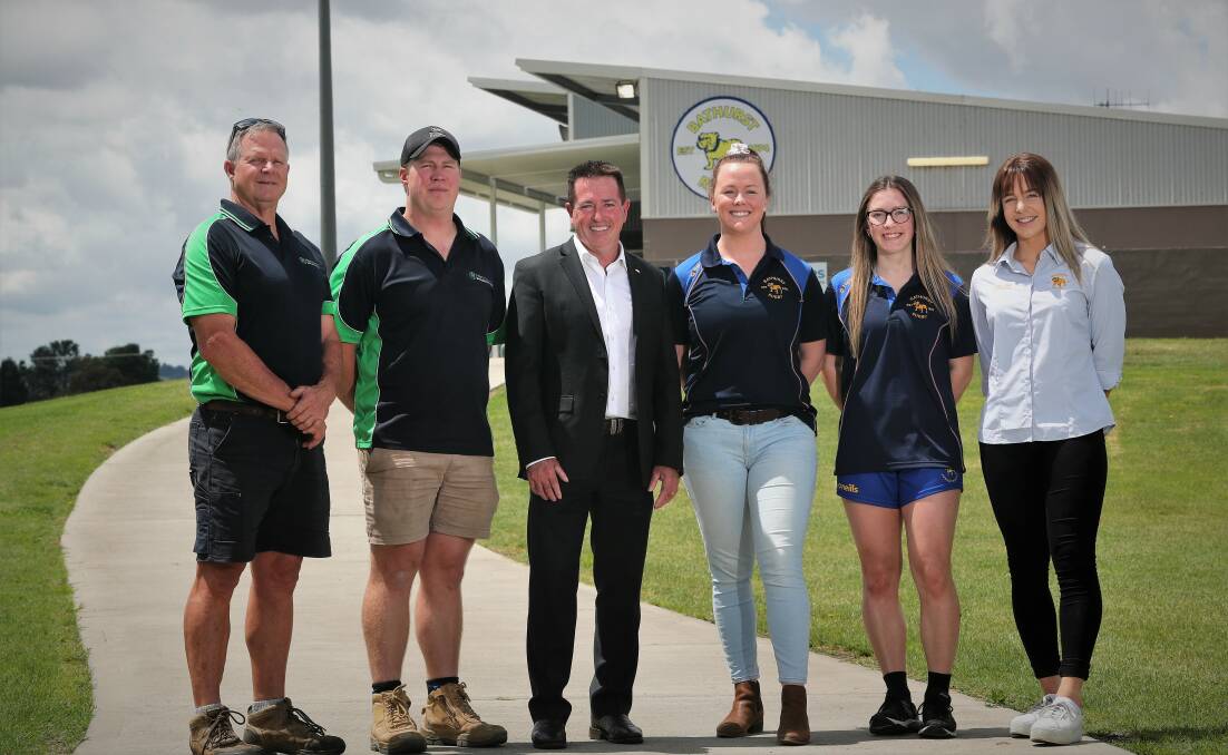 MAKING A CHANGE: Adam and Nick Hart from Bathurst Bulldogs, MP Paul Toole and Kate Gullifer, Jacinta Windsor and Claudia McLaren at Ashwood Park. Photo: PHIL BLATCH