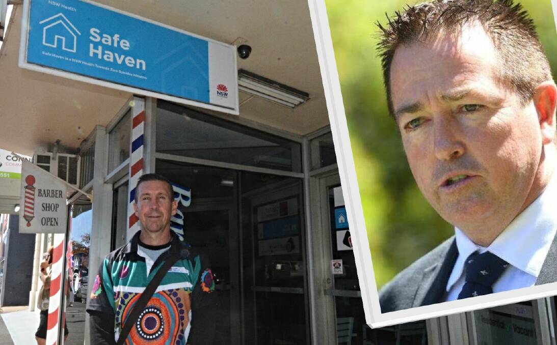 Aboriginal mental health co-ordinator Matthew Scott at the Safe Haven in Dubbo, which opened in March this year. Inset: Member for Bathurst Paul Toole. Main picture by Elizabeth Frias