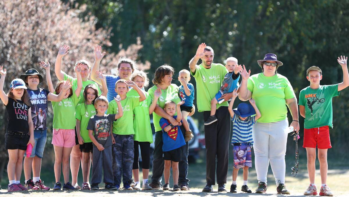 GROUP EFFORT: Parents and their children came together recently to support the Walk for Autism. Photo: PHIL BLATCH 040818pbaut1