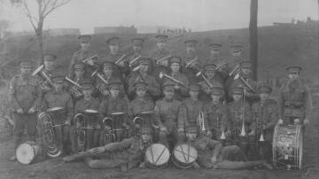 The Bathurst 20th Battalion Band in Sydney, photographed by Crown Studios.