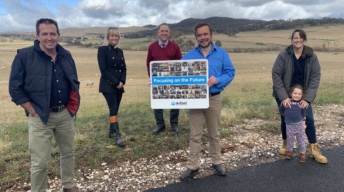 KOALA CARE: Member for Bathurst Paul Toole at Rockley Mount with Skillset general manager Jane McWilliam, Skillset CEO Craig Randazzo, Skillset land works operations manager Graham Stirling and Emily Cotterill from The Environmental Factor.