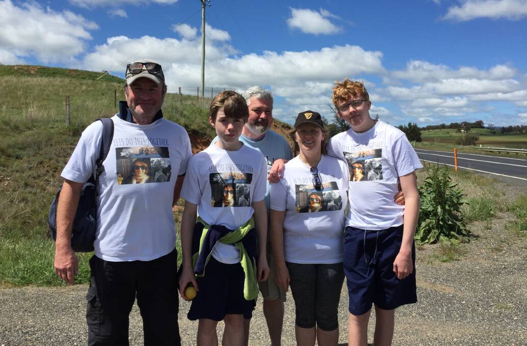 STEP BY STEP: Sydney teacher Patrick O'Shea and his fellow walkers Cormac Miller, Craig Miller, Lesley Wall-Miller and Roan Miller from Sydney. In a separate group were Liz Healey of Bathurst and Damien Hanrahan from Gerringong.
