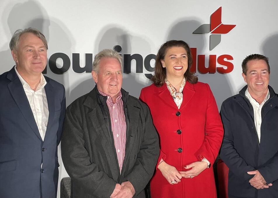 Housing Plus CEO David Fisher, mayor Robert Taylor, Minister for Families and Communities and Minister for Disability Services Natasha Maclaren-Jones and Bathurst MP and Deputy Premier Paul Toole.