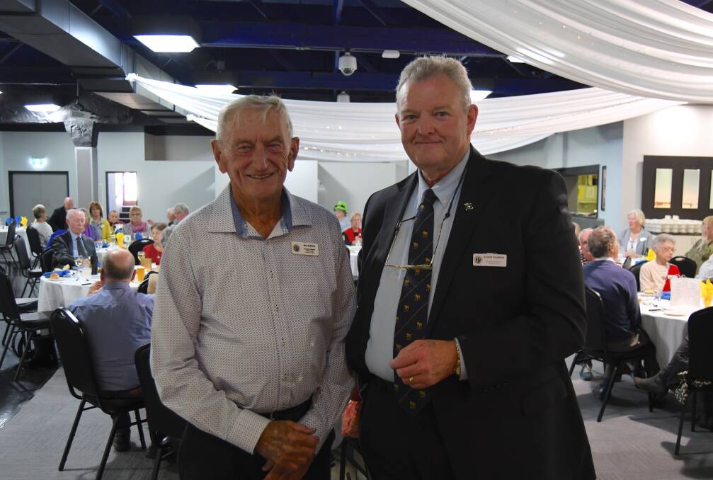 FROM ME TO YOU: Outgoing Bathurst Combined Probus Club president Bill Dawson and incoming president Stuart Pearson at the recent changeover lunch.