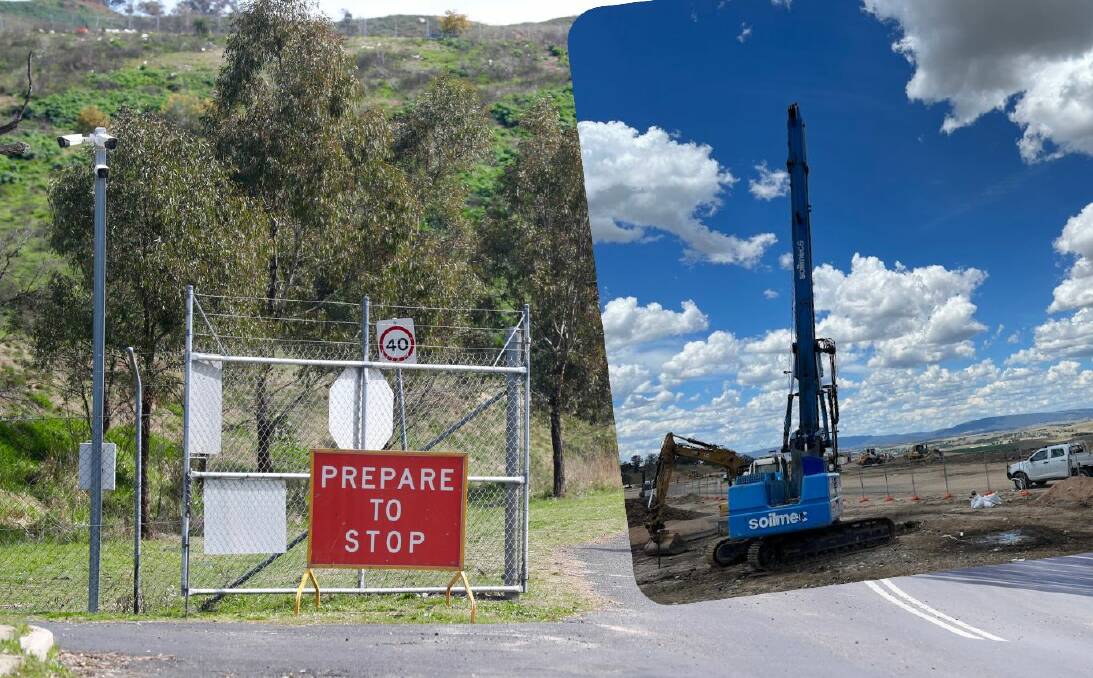 The Bathurst tip entrance and (inset) drilling at the facility, Inset picture supplied. 