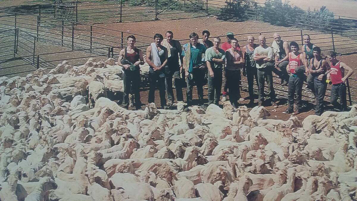 MOB RULES: A shearing team pose for a photo at the shed’s cut out.