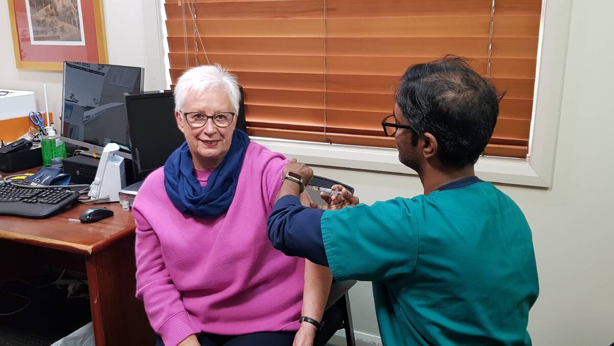 DOING HER BIT: Oberon mayor Kathy Sajowitz gets vaccinated against COVID. Photo: SUPPLIED