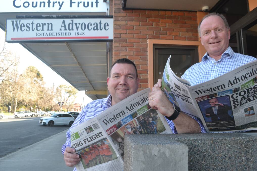 YOUR NEWS, YOUR WAY: Western Advocate editor Murray Nicholls and advertising sales manager Nils Gustafson