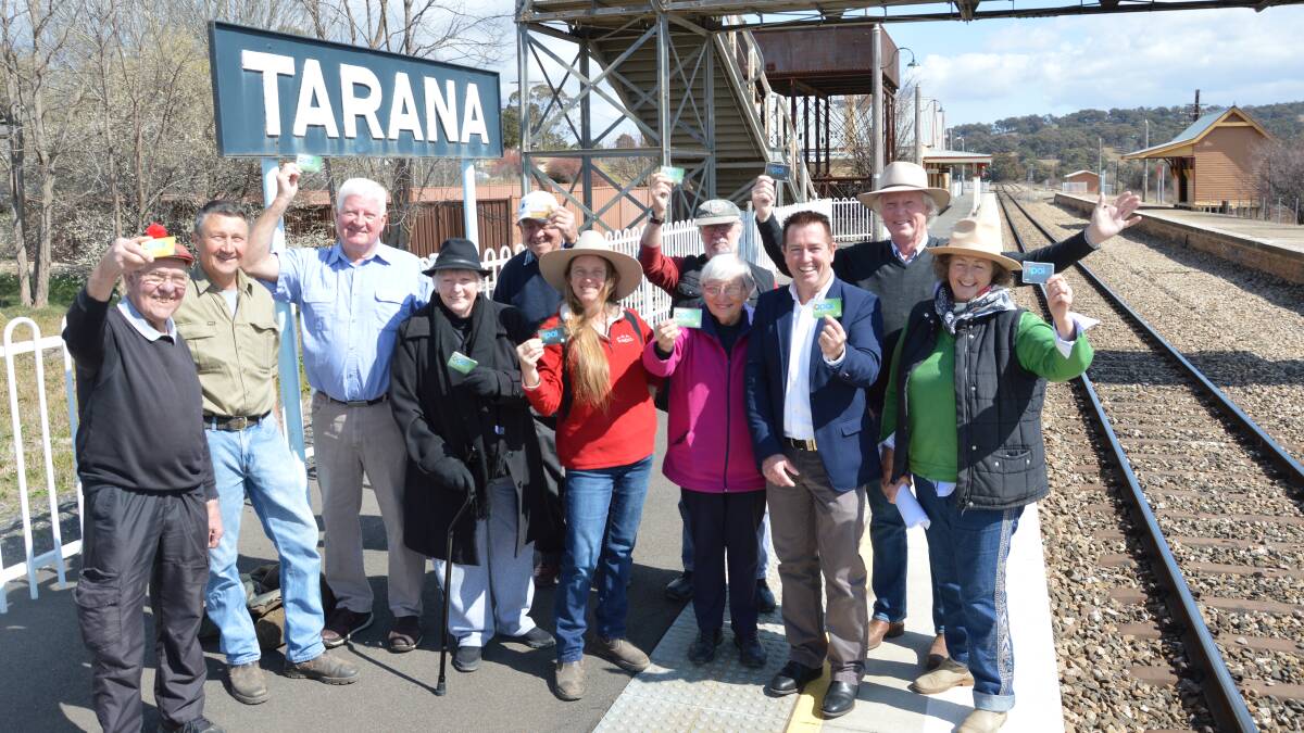 SURPRISE: Member for Bathurst Paul Toole with residents at Tarana station after he announced both Bathurst Bullet services will be stopping at Tarana and Rydal.
