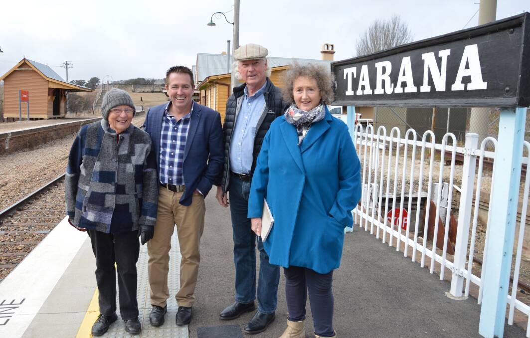 ALL ABOARD: Member for Bathurst Paul Toole at Tarana Station with residents Elizabeth Ross, Greg Dargin and Annie Cook.