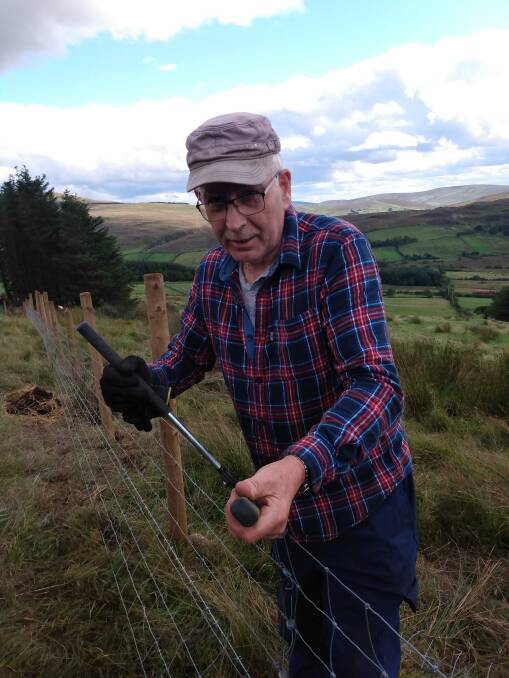 GET A GRIP: Former White Rock resident Gerry Kearney and his wife Karen are now living and farming in Ireland. Gerry is using a grippler on a new fence in this photo and I envy his pasture in the background.