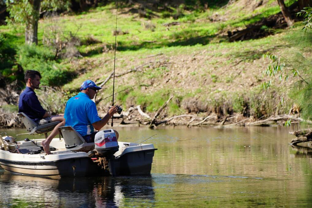 Following The Flow producer Jed Coppa and Norm Wilson fishing on the Macquarie River just upstream of Wellington. Photos: SUPPLIED