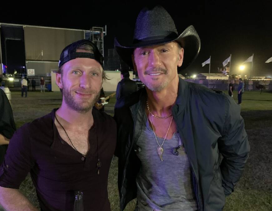 BIG NAME: Mickey Pye and American country star Tim McGraw at the Deni Ute Muster. Photo: SUPPLIED