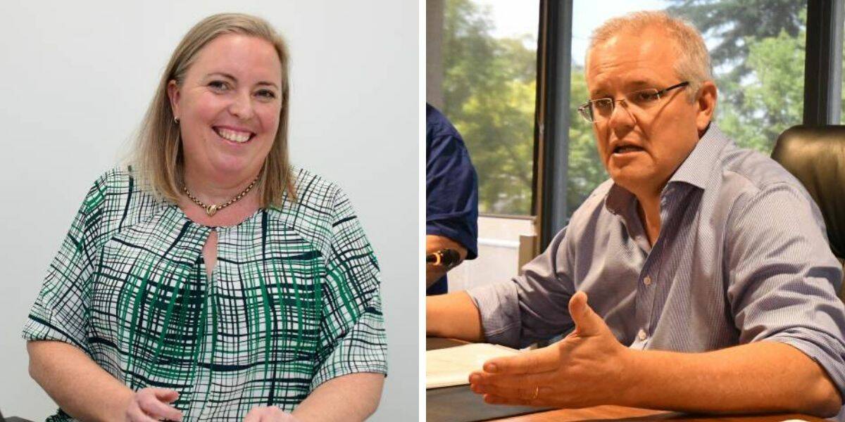 STIMULUS: Business NSW western region manager Vicki Seccombe and Prime Minister Scott Morrison.