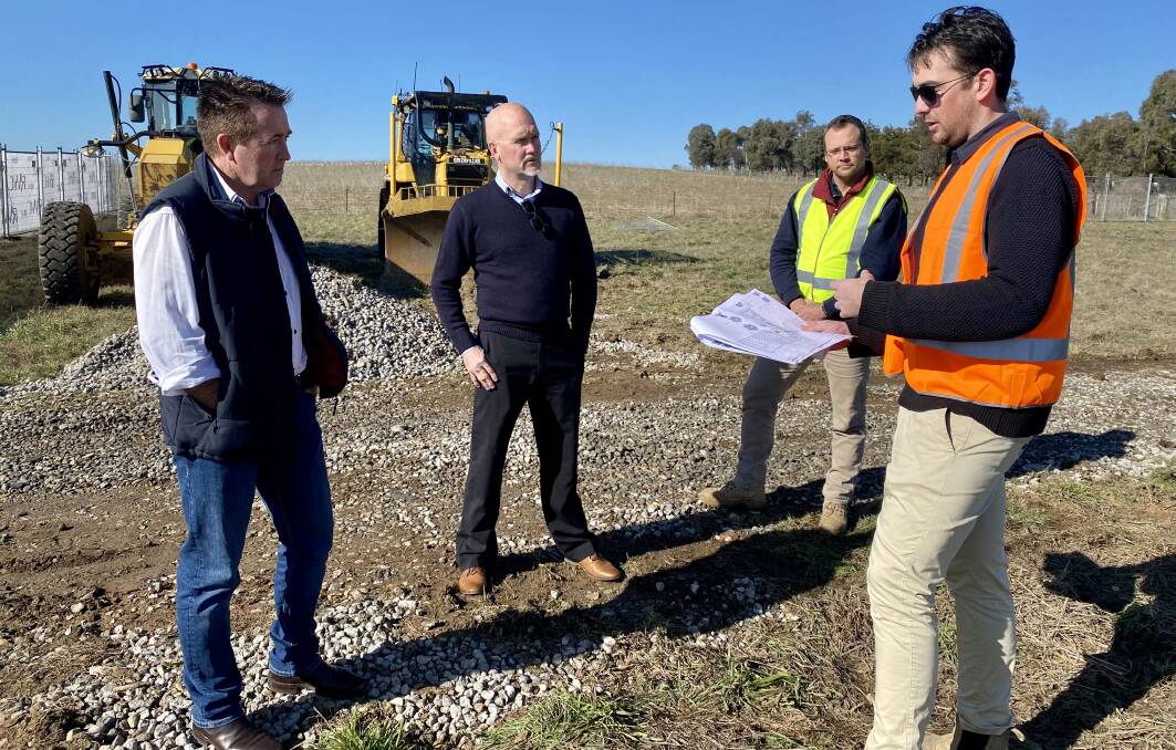 KICKING OFF: MP Paul Toole and mayor Ian North with Adam Sunderland and Keegan Brain from Regional West Constructions at the site of the new animal rehoming centre.