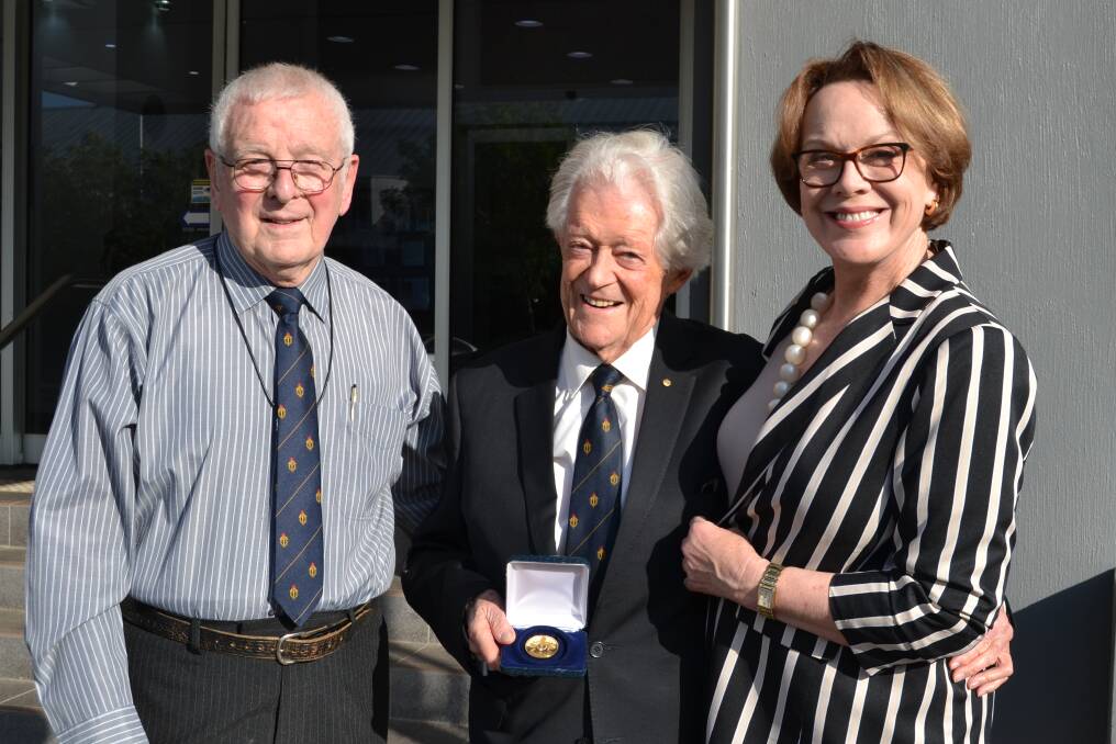 APPRECIATION: Bathurst Legacy president Arthur Drury with long-time Legacy supporter Ron Camplin and his wife Stephanie.