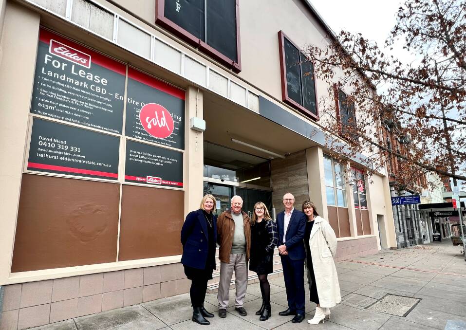 Skillset chief financial officer Emma Thomas, Skillset Senior College chairman Ian Tooke, Skillset director Simone Townsend, chairman David Cooke and general manager Jane McWilliam outside the newly purchased building. Picture supplied.