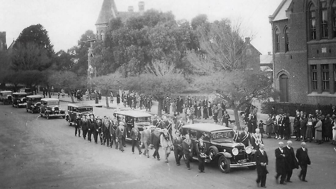 SOLEMN: The funeral procession for Bishop Michael O'Farrell in April 1928 was an elaborate affair.