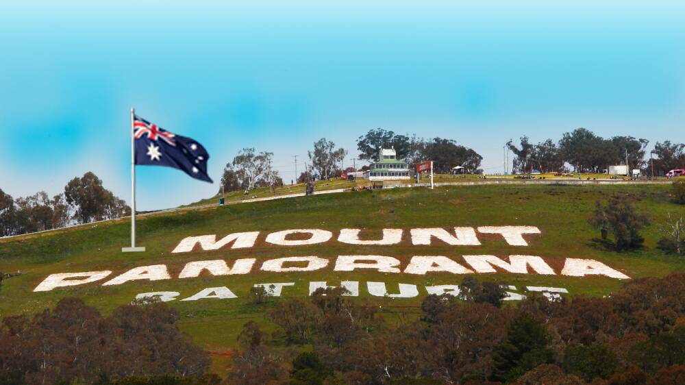 FLY THE FLAG: An artist's impression of a giant flagpole and Australian flag being flown over the Mount Panorama signage at the top of the Mount.
