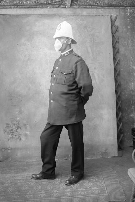 Constable Joseph McKenna sports a mask in Bathurst at the time of the Spanish influenza crisis.