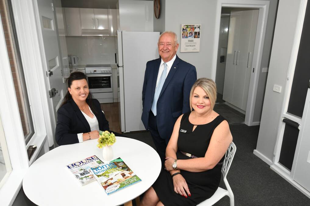 NEW LEASE OF LIFE: Veritas House CEO Jody Pearce, Newcastle Permanent Charitable Foundation chair Phil Neat and Newcastle Permanent Bathurst branch manager Julie Ann Jones inspecting the $50,000 refurbishment. Photo: CHRIS SEABROOK 030419cveritas1