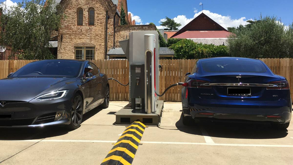 POPULAR: The Tesla Supercharger station in the Bathurst CBD. Photo: SUPPLIED