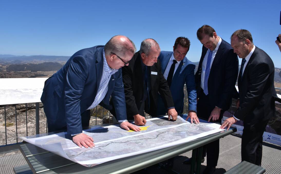 PLAN: Roads and Maritime Services western region director Alistair Lunn, Bathurst mayor Bobby Bourke, Member for Bathurst Paul Toole, Nationals MLC Sam Farraway and Orange City Council's technical services director Wayne Gailey. 