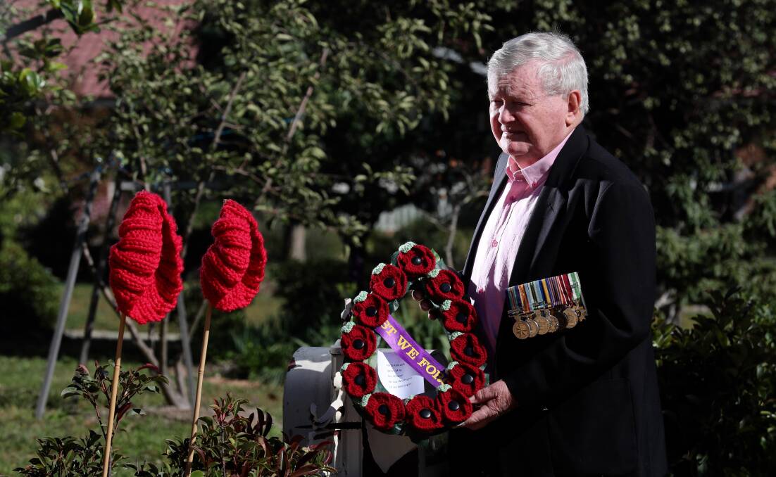 SOLEMN: Bathurst RSL Sub Branch president David Mills thanked the community for reflecting on Anzac Day in a different way. Photo: PHIL BLATCH