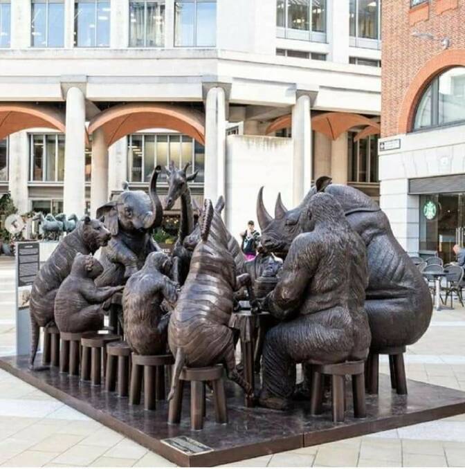 JOIN THE GAME: An animal sculpture in central London leaves two seats for visitors.