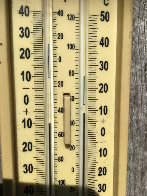 DOWN, DOWN: Thermometers don't lie: -10 on the creek bank at Perthville.