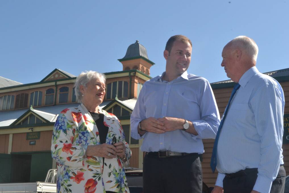 FINAL PREPARATIONS: Show president Sam Farraway with councillor Monica Morse and mayor Graeme Hanger at the showground this week.